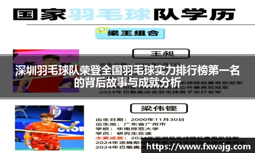 深圳羽毛球队荣登全国羽毛球实力排行榜第一名的背后故事与成就分析